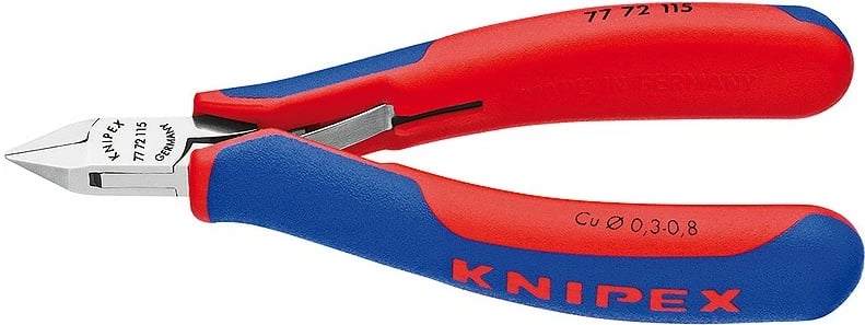 Darë diagonale Knipex 77 72 115, 115mm, çelik, dorezë plastike, kaltër/kuqe