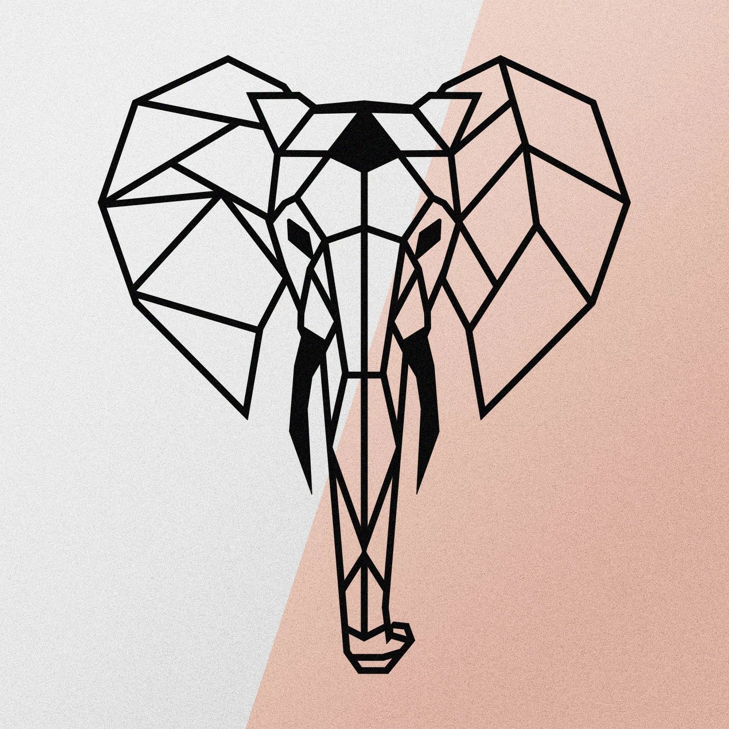 Dekor metalik për mur, elefant, ngjyrë e zezë, Wallity, 45x52cm