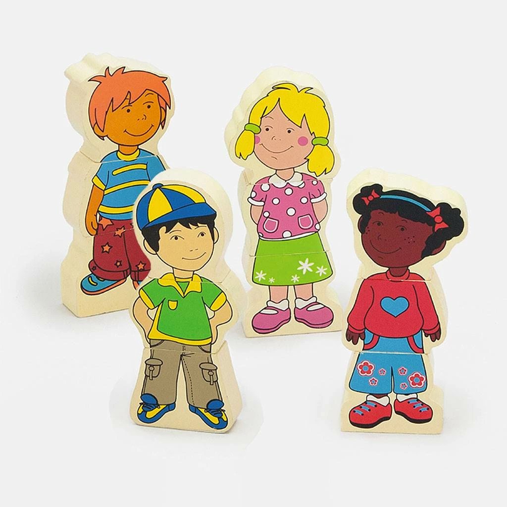 Figurina magnetike prej druri, Viga, set 4 copë, multingjyrëshe