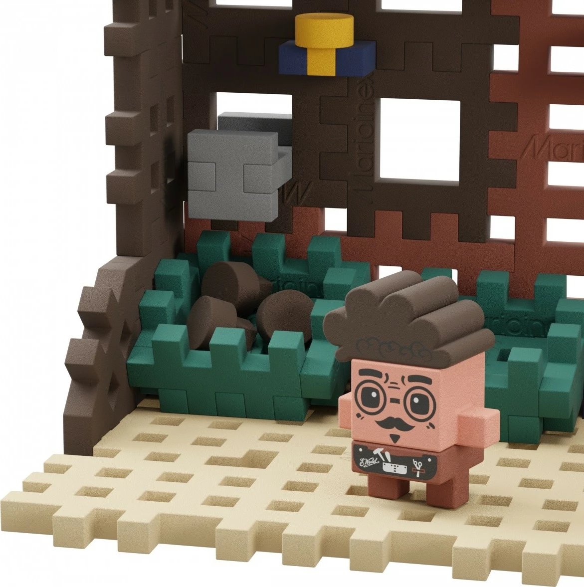 Set lodrash ndërtimi Marioinex Mini Waffle Fabryka Czekolady, 230 elemente, shumëngjyrëshe