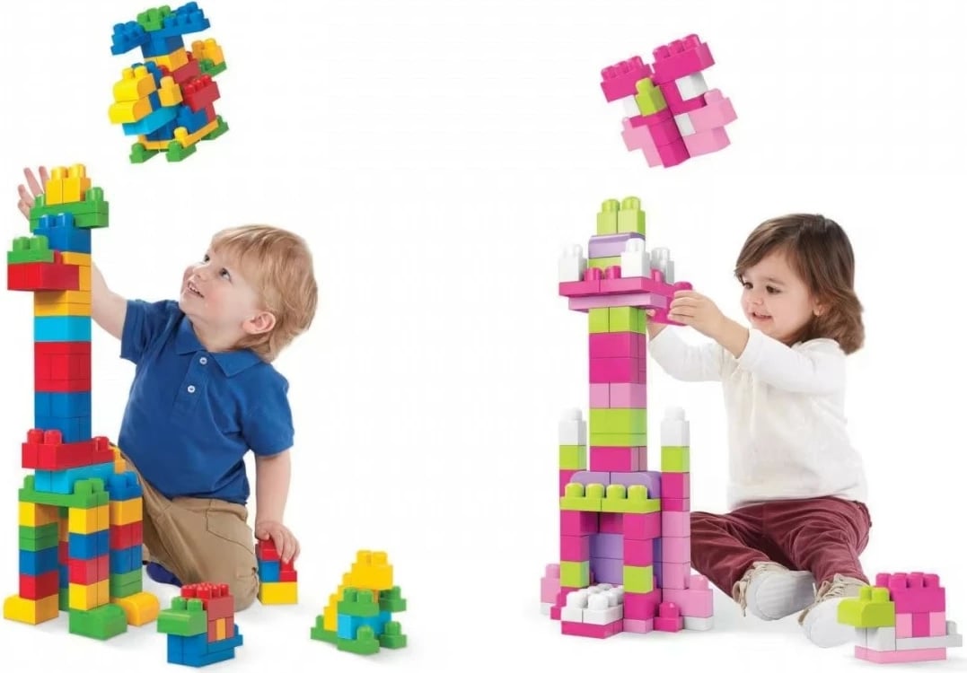 Set blloqesh ndërtimi Mega Bloks First Builders, 80 copë, me qese ruajtëse, shumëngjyrëshe