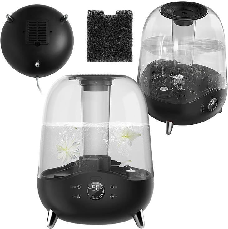 Lagështues ajri ultrasonik Deerma F327W 5L me UV, higrometër, aromaterapi, i zi