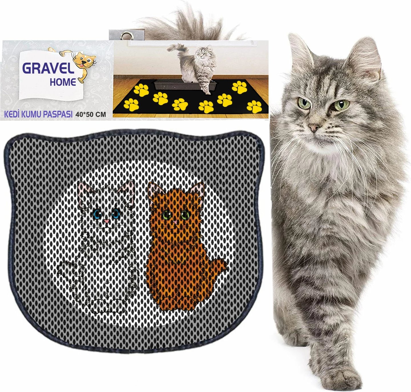 Tapet për rërë mace, shumëngjyrësh, Paws & Whiskers, Kdkafa0016, 40x50cm