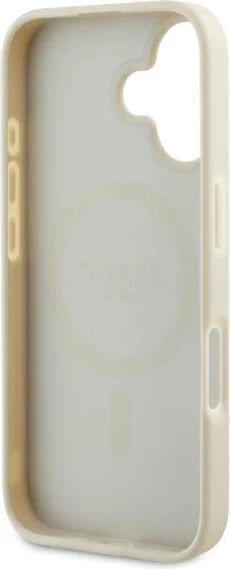 Mbështjellës Guess Grained Ring MagSafe për iPhone 16, Bezhe Mbështjellës Guess Grained Ring MagSafe për iPhone 16, Bezhe