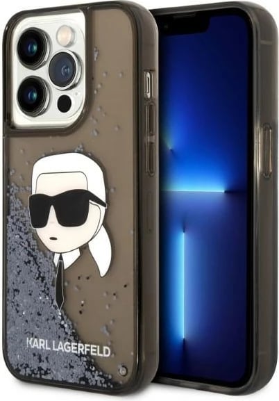 Mbështjellës Karl Lagerfeld KLHCP14LLNKHCK për iPhone 14 Pro 6.1", Glitter, i zi