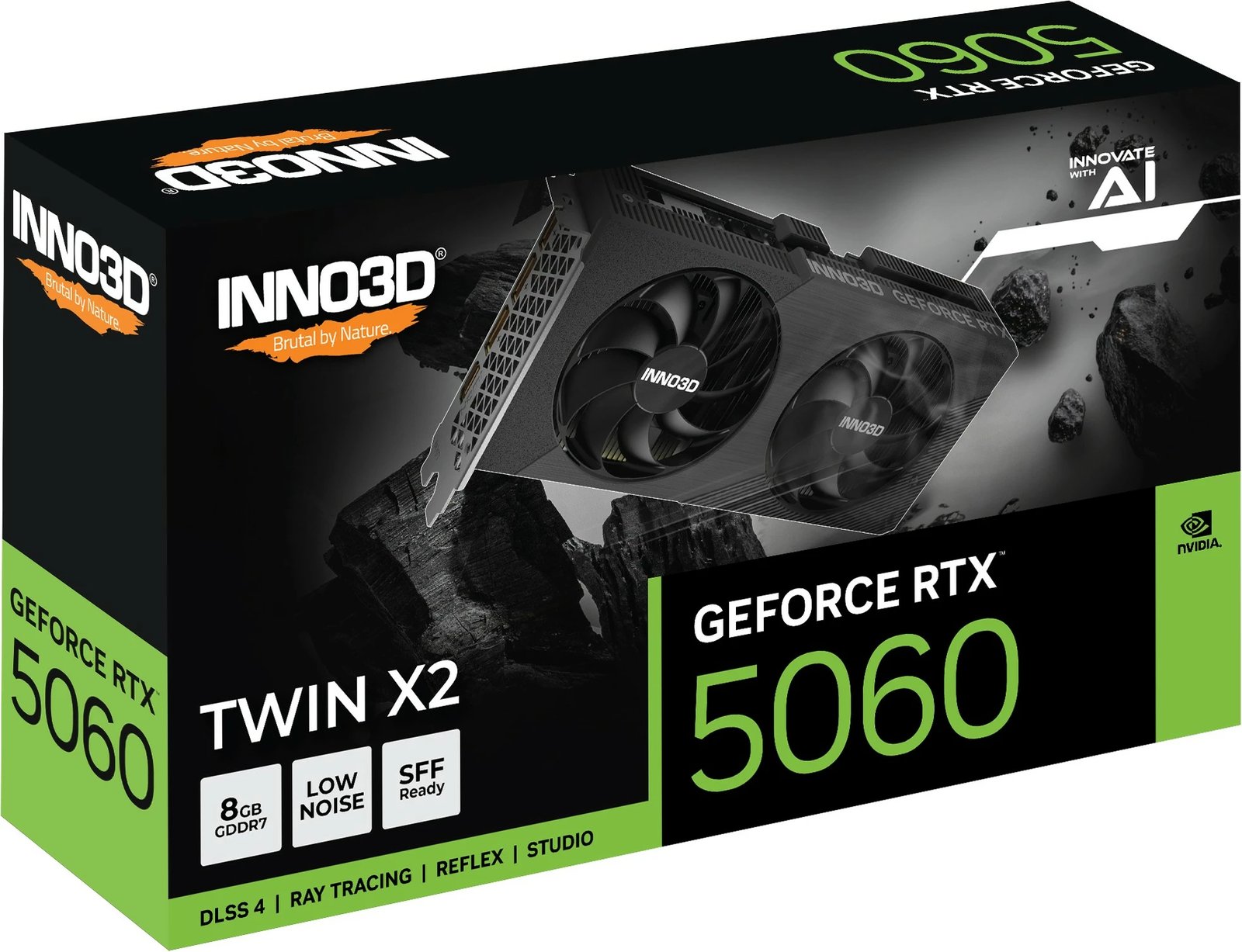 Kartelë grafike Inno3D RTX5060 Twin X2 8GB GDDR7, e zezë