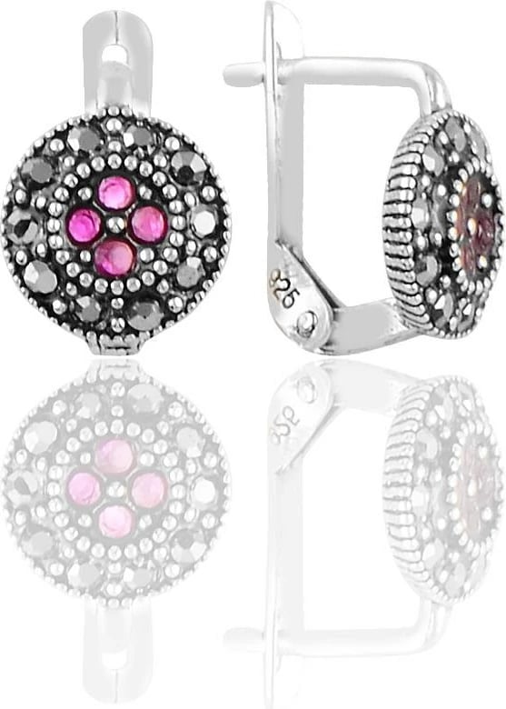 Vathë argjendi, ngjyrë fuchsia, Jumeon, 10x8mm