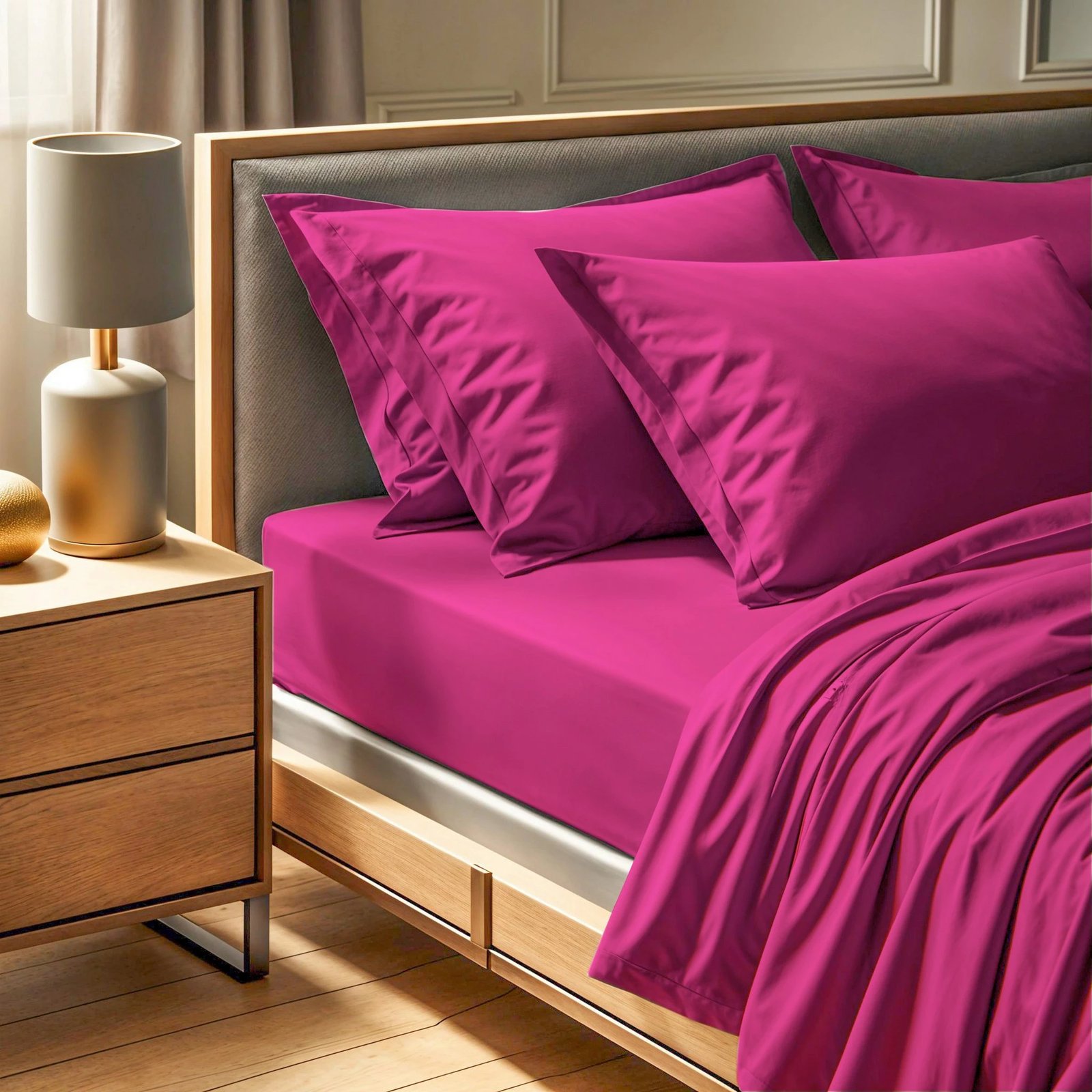 Çarçaf fitted super king, ngjyrë Dusty Rose, L'essentiel, 180x200+30 cm