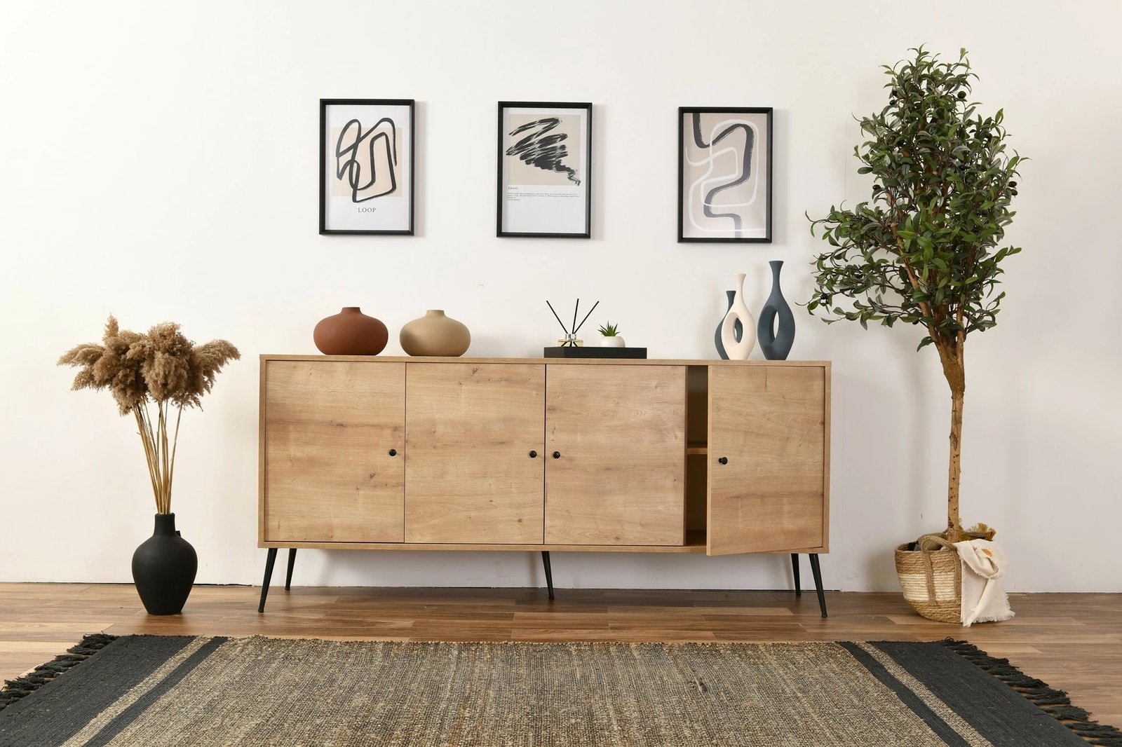 Konsolë Skye Decor, Calvin, ngjyrë lisi, v2