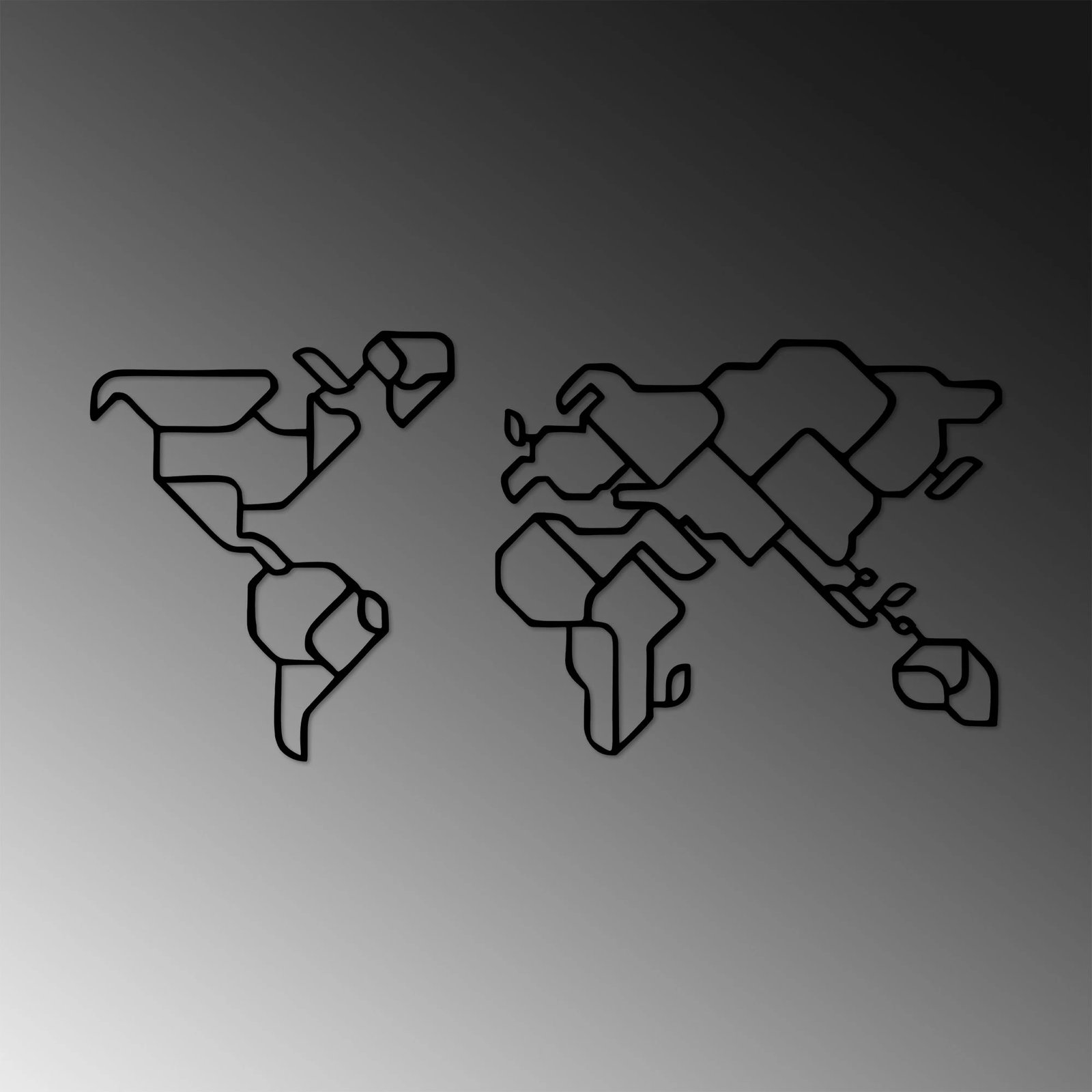 Aksesor dekorativ muri prej metali, hartë bote, ngjyrë e zezë, Wallity, 56x120cm