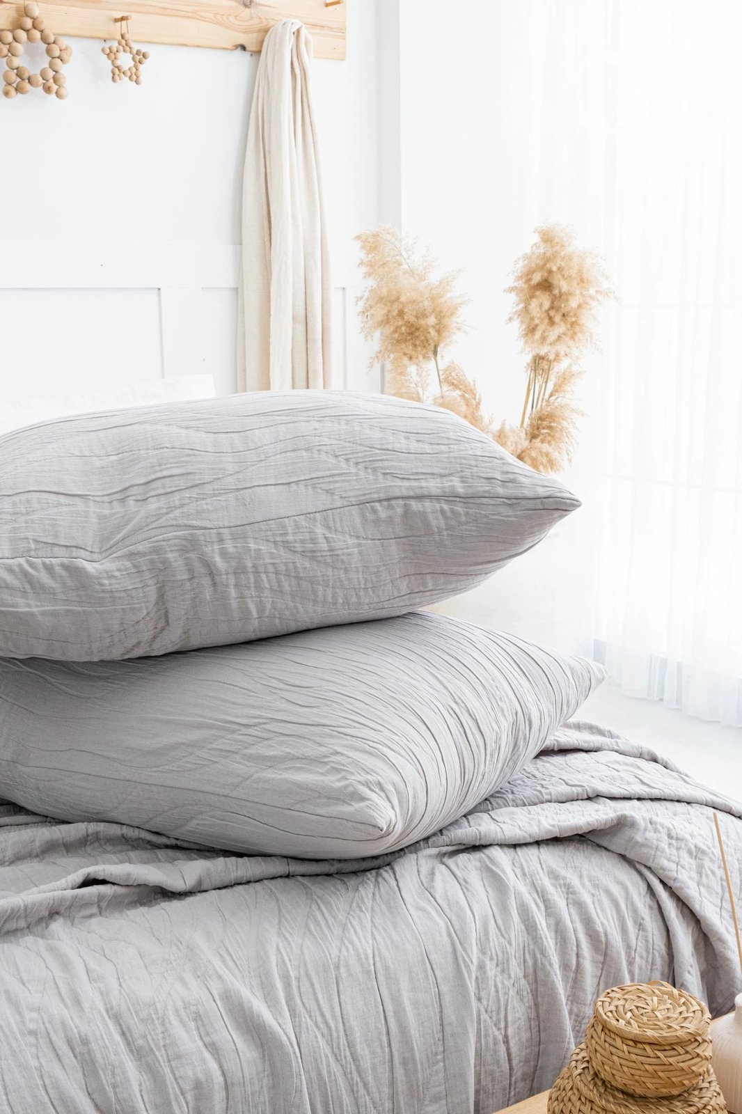 Set mbulesë dysheku dopio Janna, ngjyrë gri e çelët