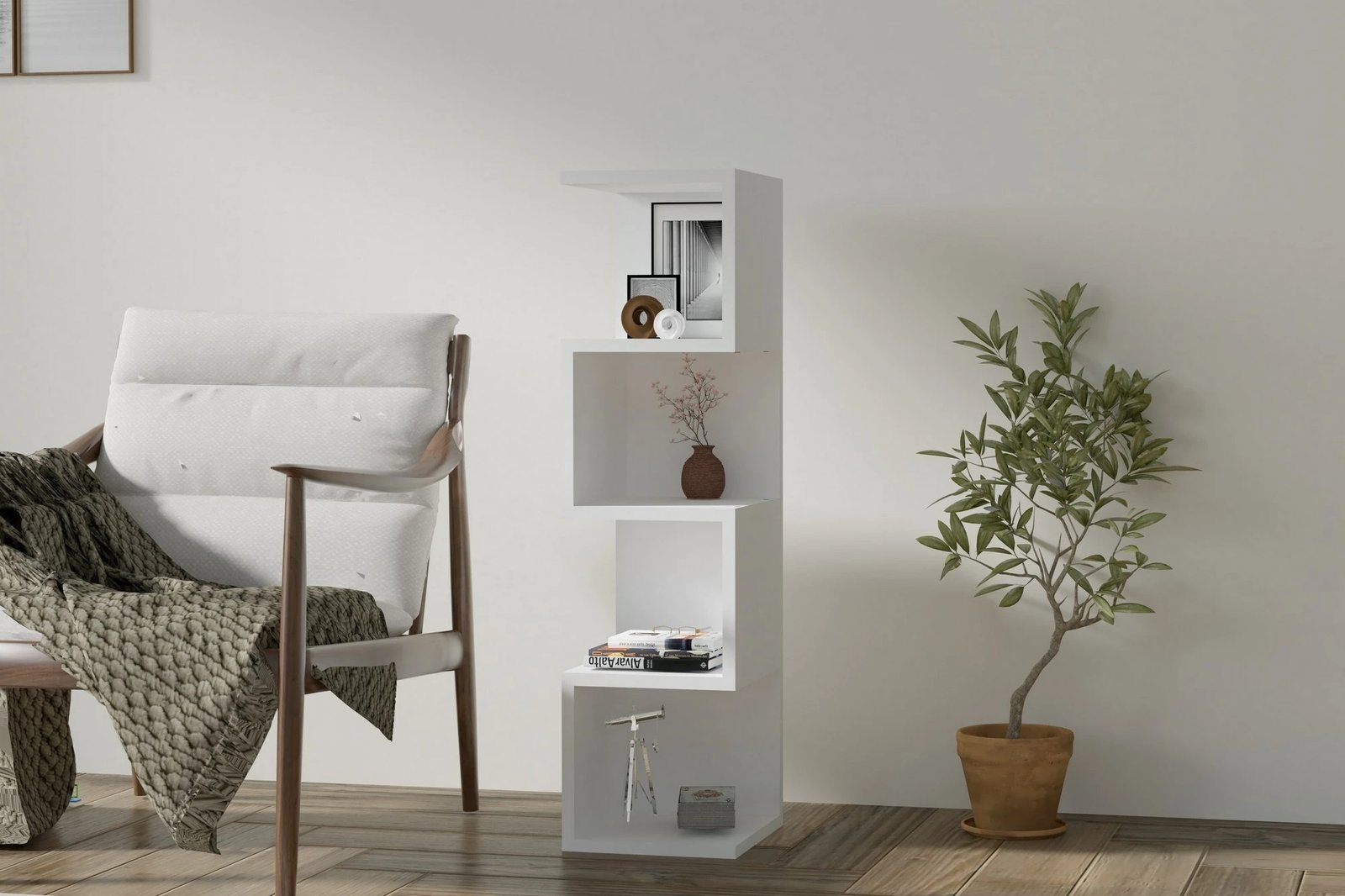 Raft librash Hanah Home, Alin, i bardhë