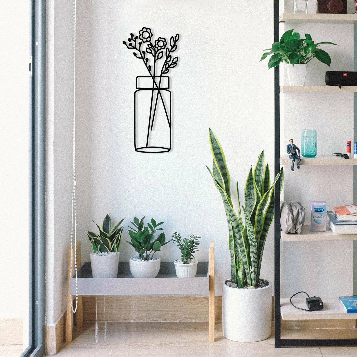 Aksesor dekorativ metalik për mur, lule, Wallity, dekor metalik për mur