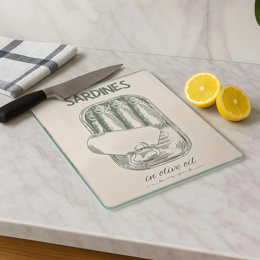 Dërrasë prerëse Hermia, qelq i temperuar, shumëngjyrëshe, 30x40cm, Kes-00019