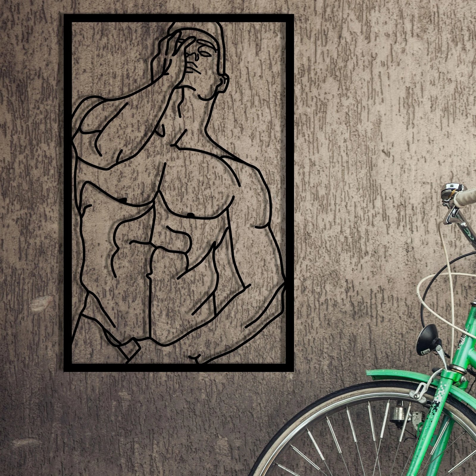 Aksesor dekorativ metalik për mur, pozë mashkulli muskulor, Wallity