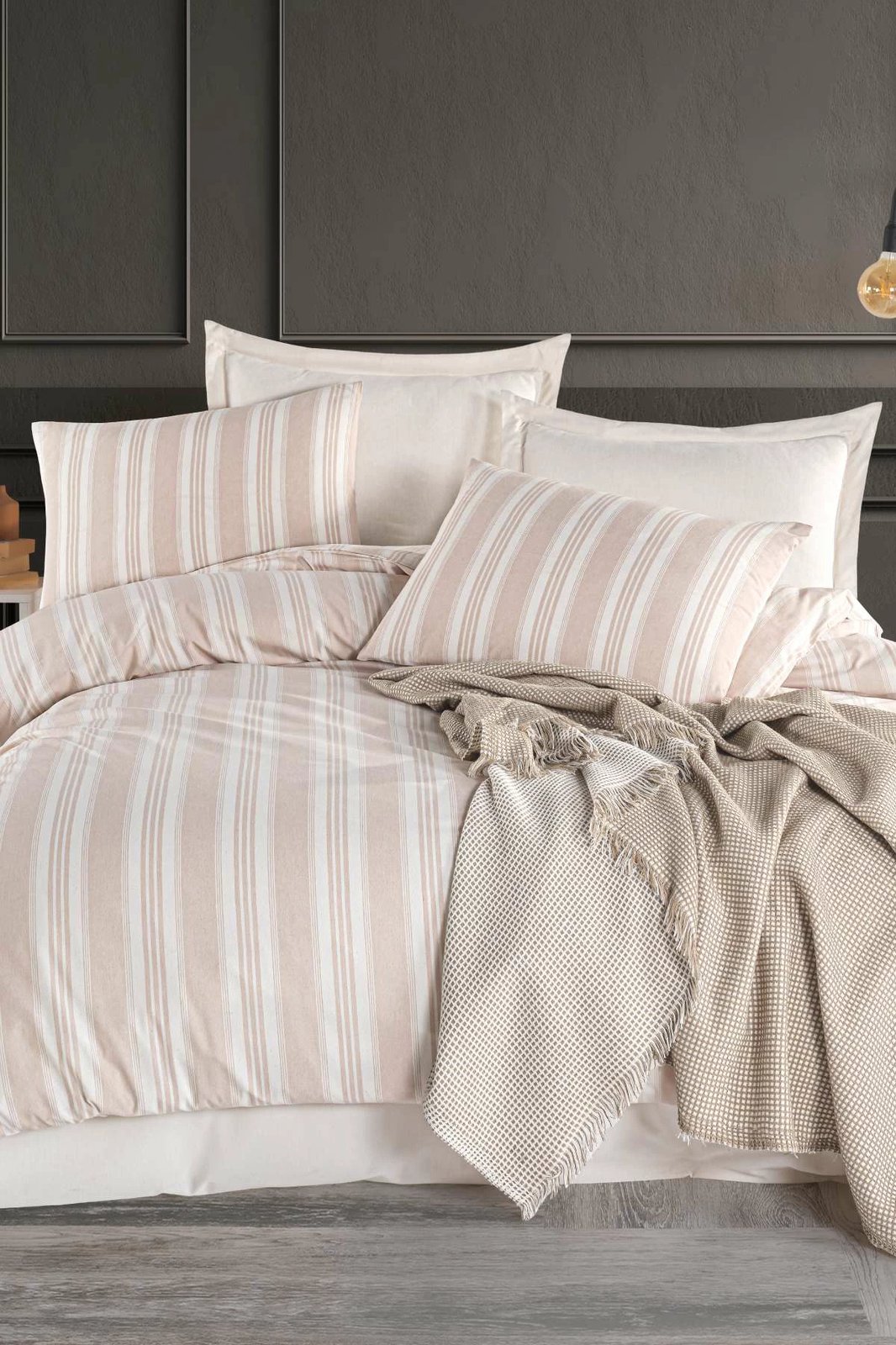 Set mbulesë për jorgan king size, L'essentiel, Soft Line, bezhë