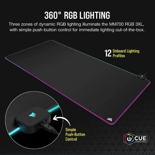 Mauspad Corsair MM700 RGB 3XL, 1220x610mm, i zi