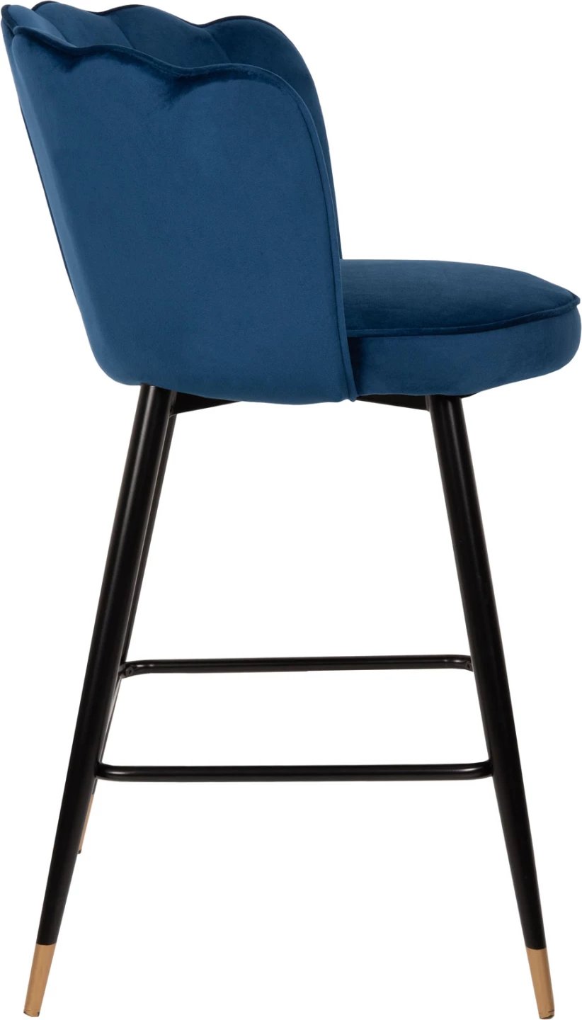 Karrige për bar VESNA, kadife blu, kornizë metalike e zezë, 50x50x90H cm., set prej 2 copë