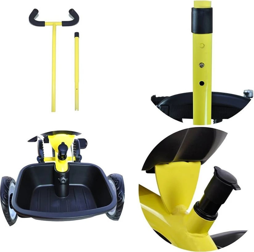 Tricikël fëmijësh, Milly Mally Axel, me shufër drejtimi të rregullueshme, kornizë çeliku, rrota EVA, pedale me bllokim, 1–3 vjeç, e gjelbër