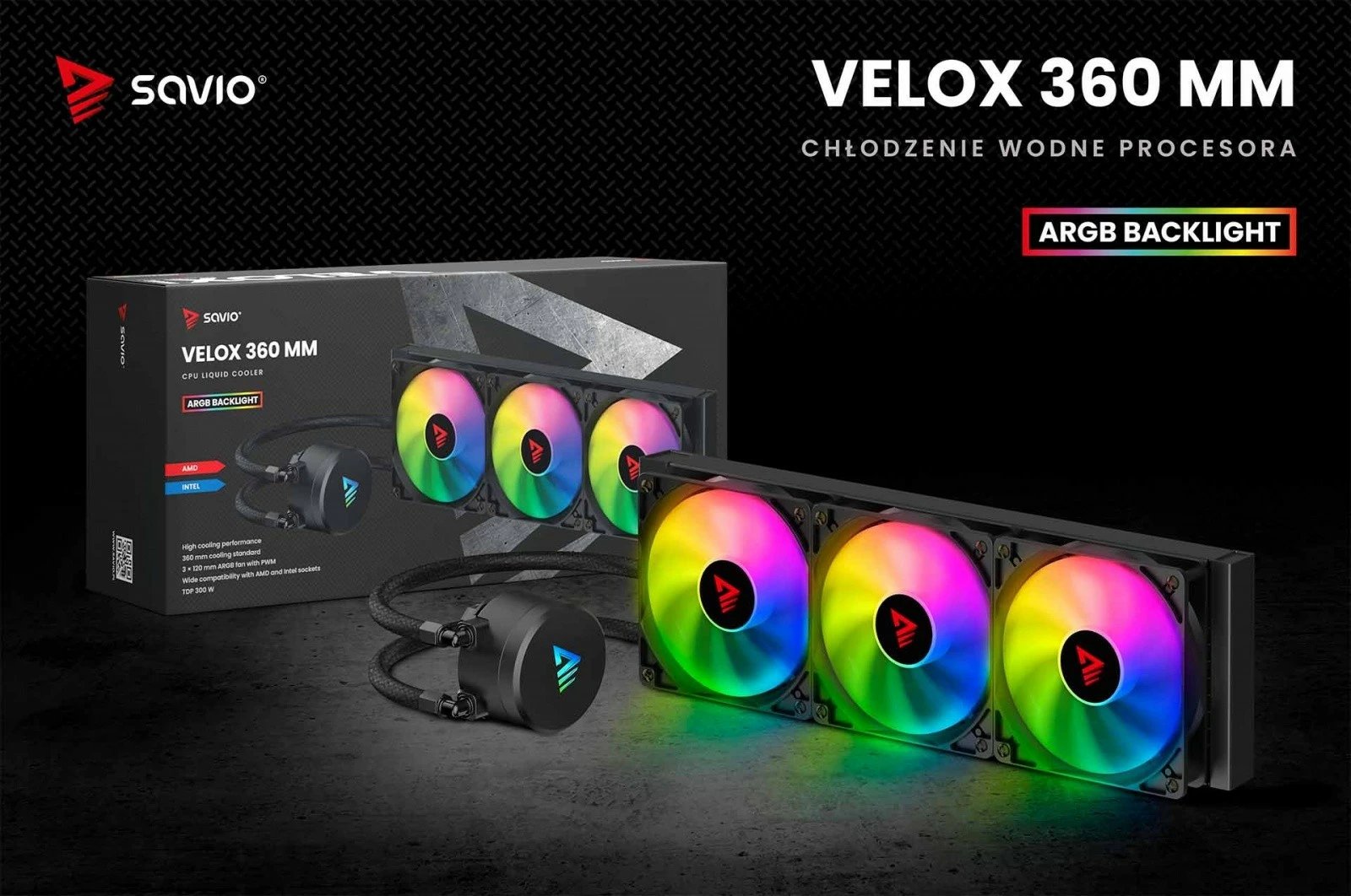 Ftohje me ujë për procesor Savio VELOX 360mm, ARGB