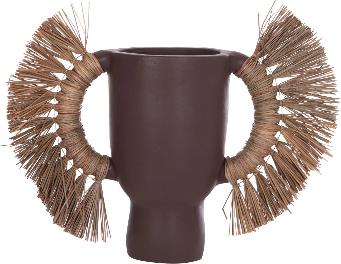 Vazo dekorative tavoline ALICA, terrakotë, ngjyrë çokollate, me bar të thatë, 64x22x38cm