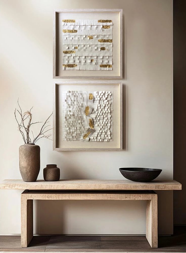 Pikturë dekorative Vital Vibes, 60x60x4cm, PEVA, xham, bezhë, ari, natyrale