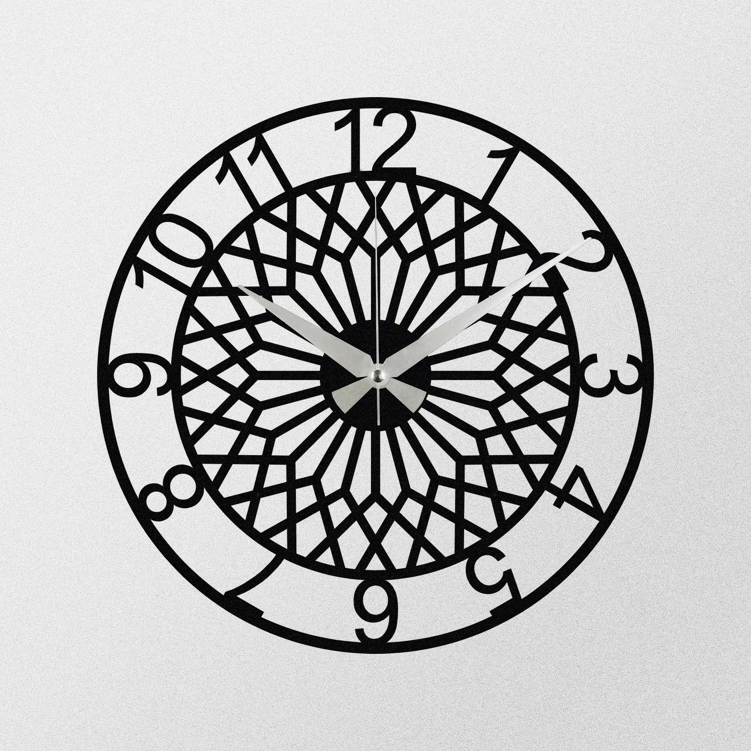 Orë muri dekorative prej metali, Wallity Enzoclock - S009, e zezë, 48x48cm