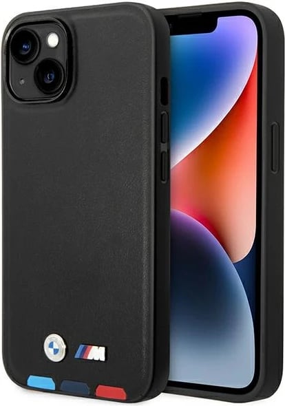 Mbështjellës BMW BMHCP14M22PTDK për iPhone 14 Plus 6.7", lëkurë, e zezë