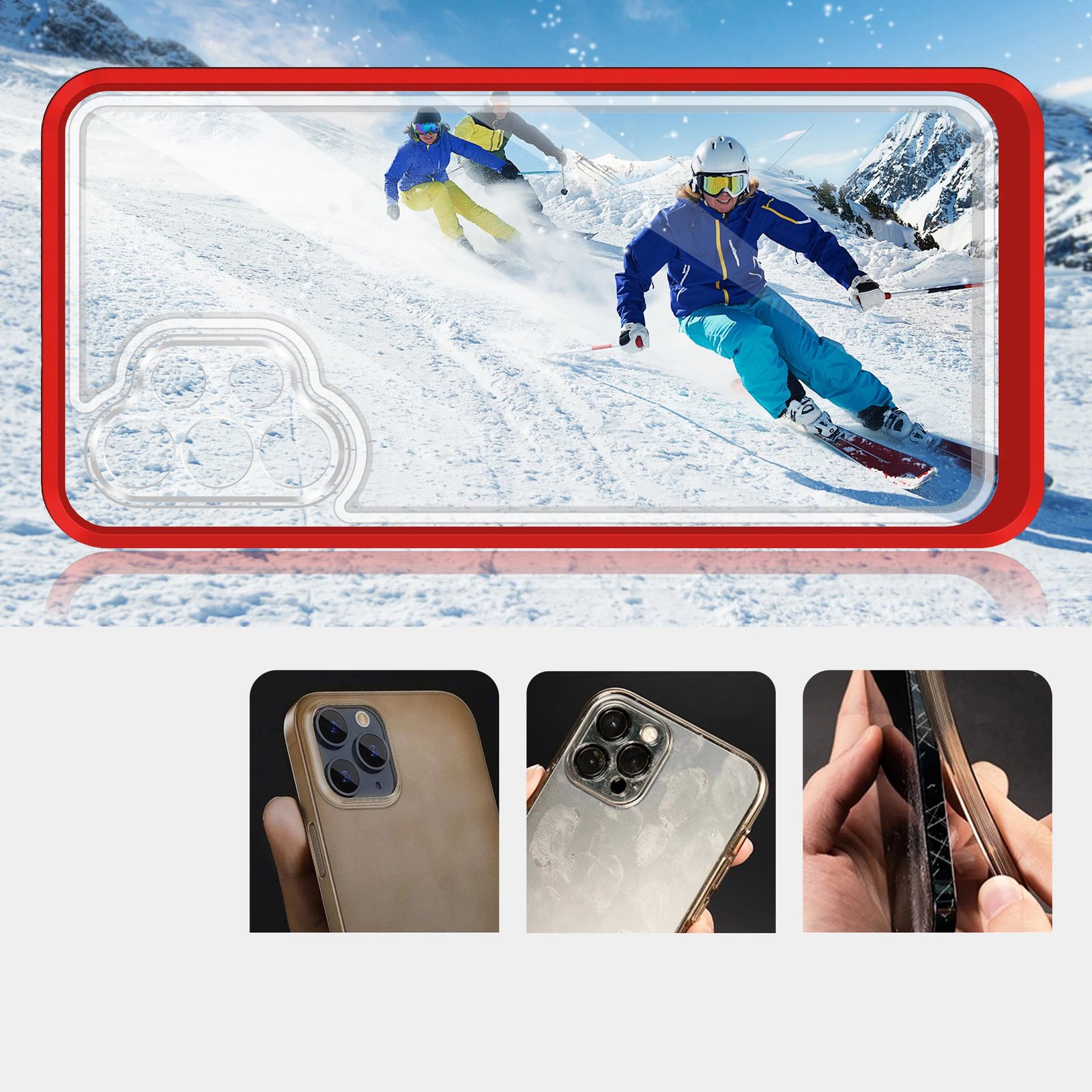 Mbështjellës Hurtel Hybrid Armor Clear 3 in 1 për Samsung Galaxy A32 5G, Transparent me të kuqe