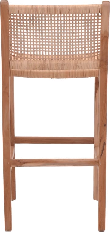 Karrige për bar mesatare Sponze ngjyrë natyrale skelet dru teak dhe rattan natyral 40x47x89cm