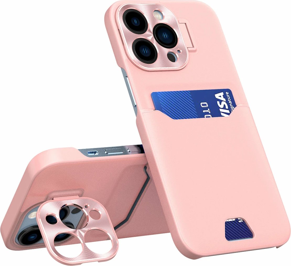 Mbështjellës Hurtel Leather Stand Case për Samsung Galaxy S23 Ultra, me xhep për kartela, me stand, Rozë