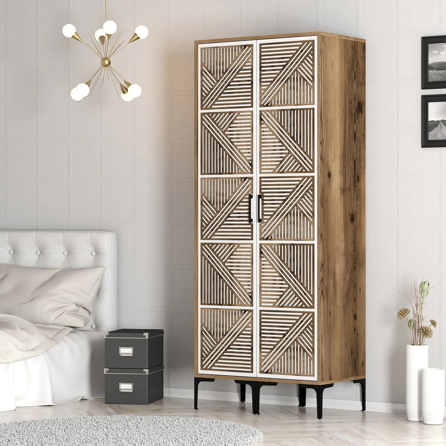 Dollap Hanah Home, Kumsal PP, ngjyrë arre dhe e bardhë