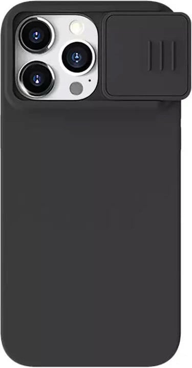 Mbështjellës Nillkin CamShield Silky për iPhone 15 Pro, silikon, i zi