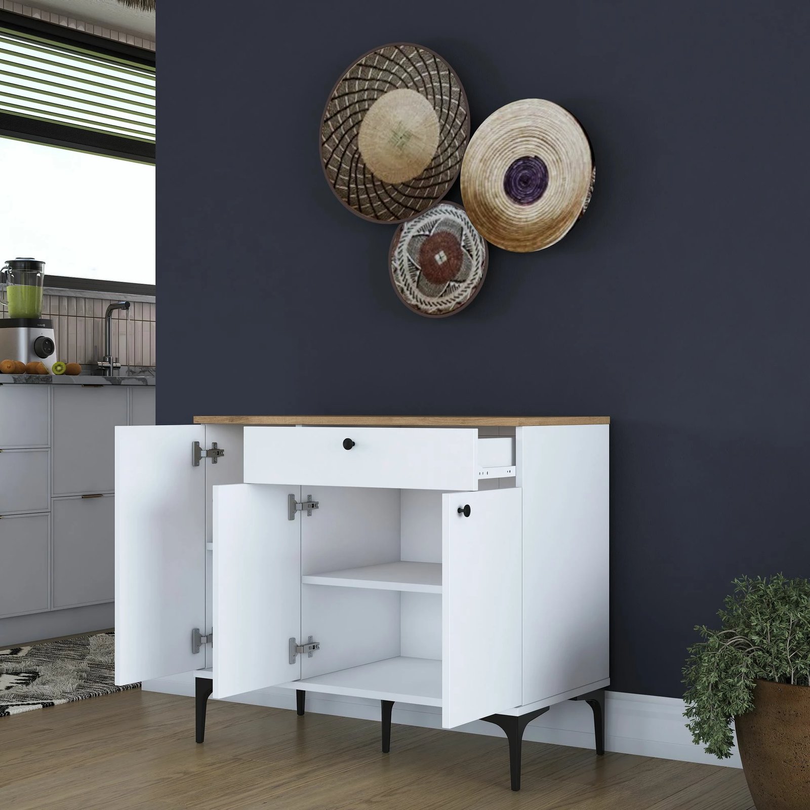 Stendë për kafe Skye Decor, JE194 - 3803, ngjyrë arrë dhe e bardhë