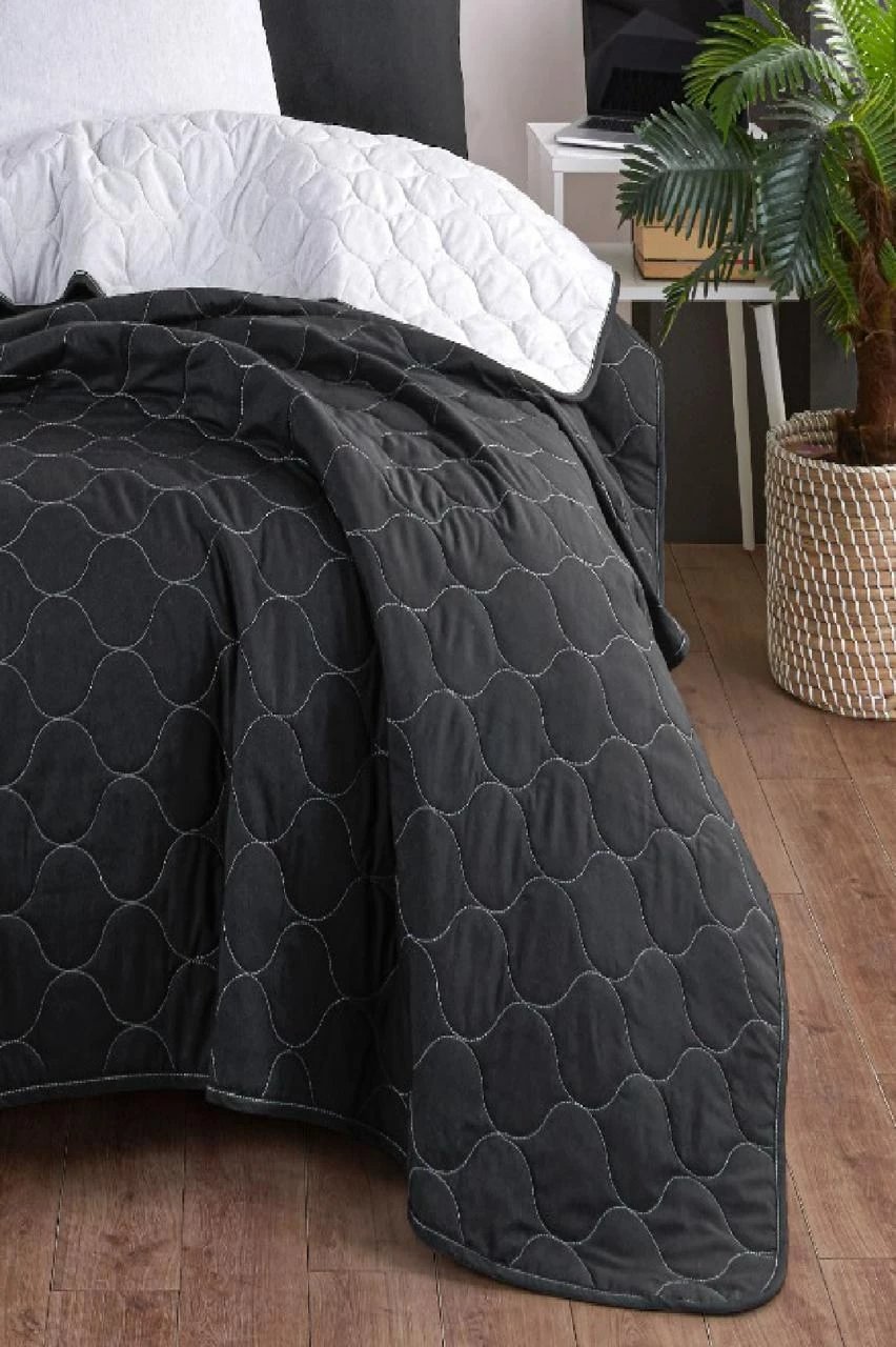 Set mbulesë krevati teke, ngjyrë e zezë dhe gri, L'essentiel