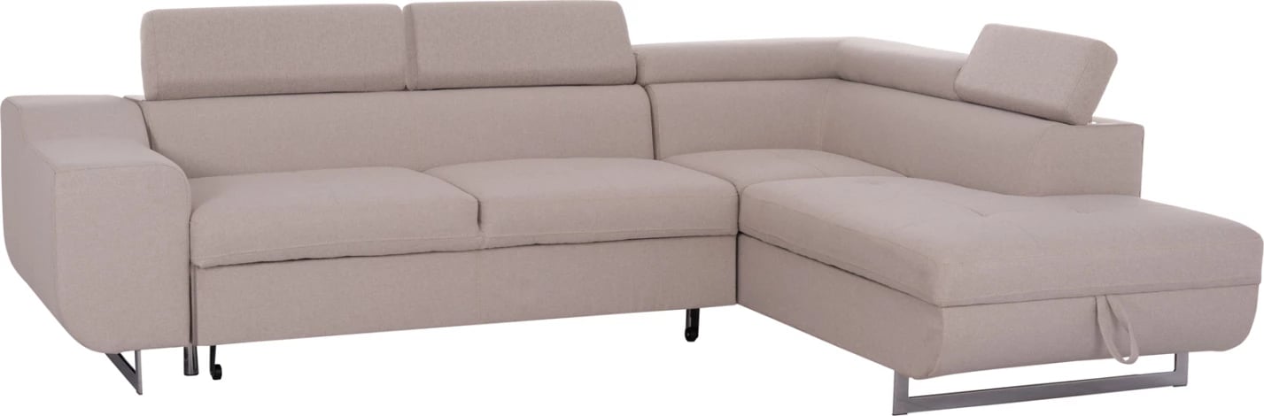 Kënd-sofë me hapësirë për depo, Encore FH3301.03R, material bezhë, 285x205x90cm