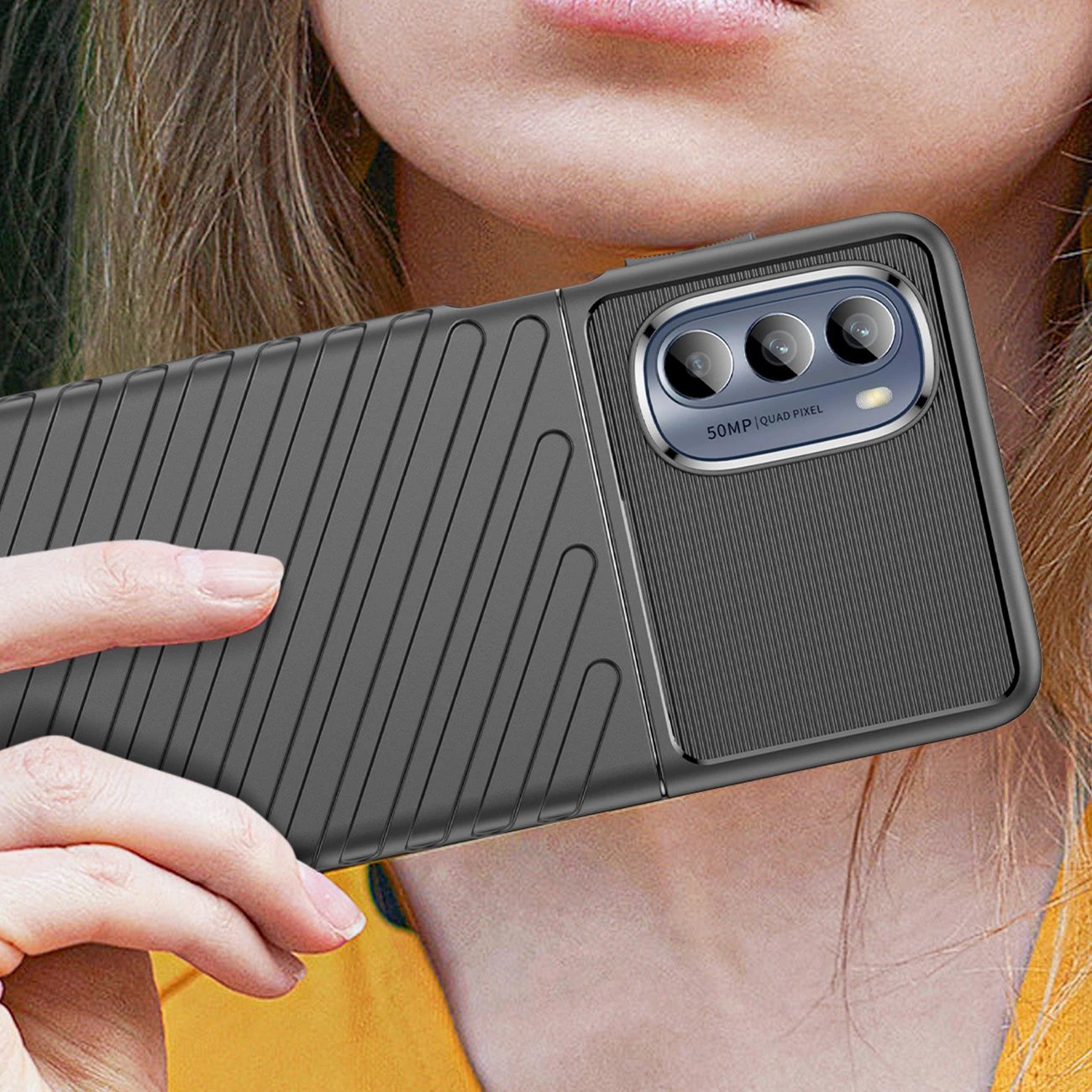 Mbështjellës Hurtel Thunder Case për Motorola Moto G62 5G, TPU, i zi