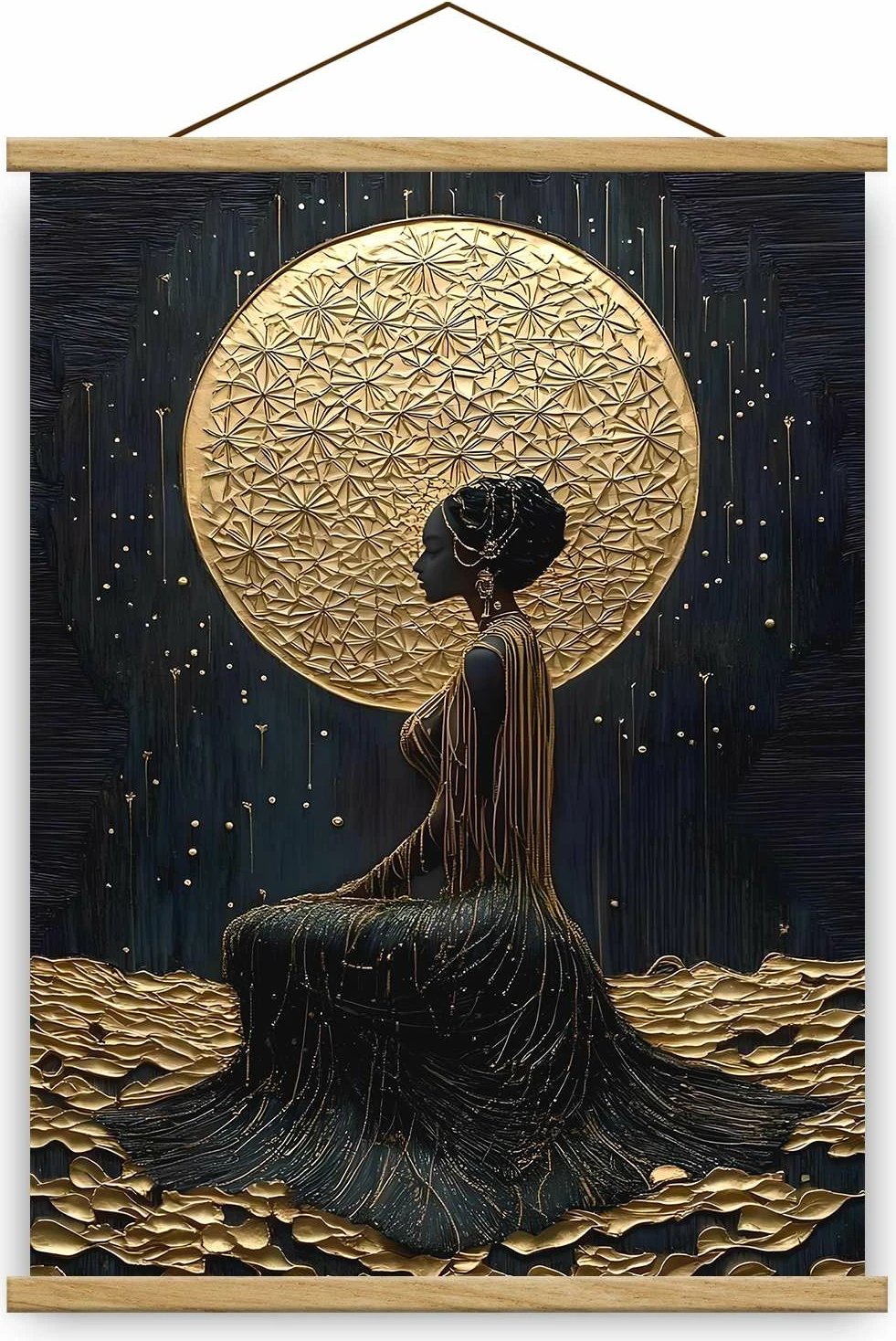 Pikturë dekorative me kornizë Wallity, MRG75, ngjyrë ari, e zezë, argjendi, 50x70cm