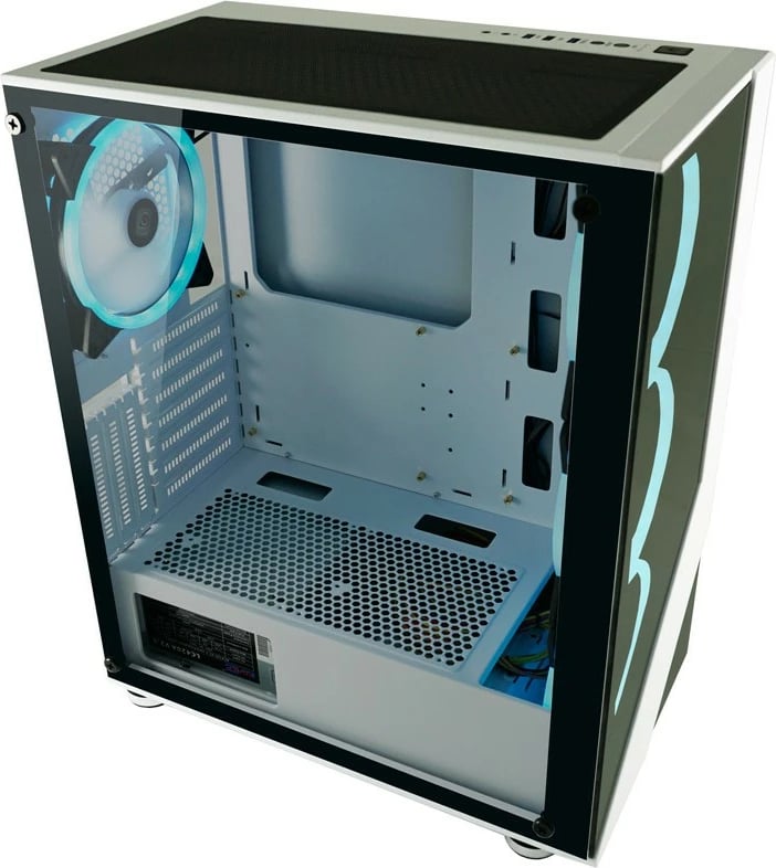 Kasë LC-Power Gaming 803W RGB, Midi Tower, xham i temperuar, e zezë/e bardhë Kasë LC-Power Gaming 803W RGB, Midi Tower, xham i temperuar, e zezë/e bardhë
