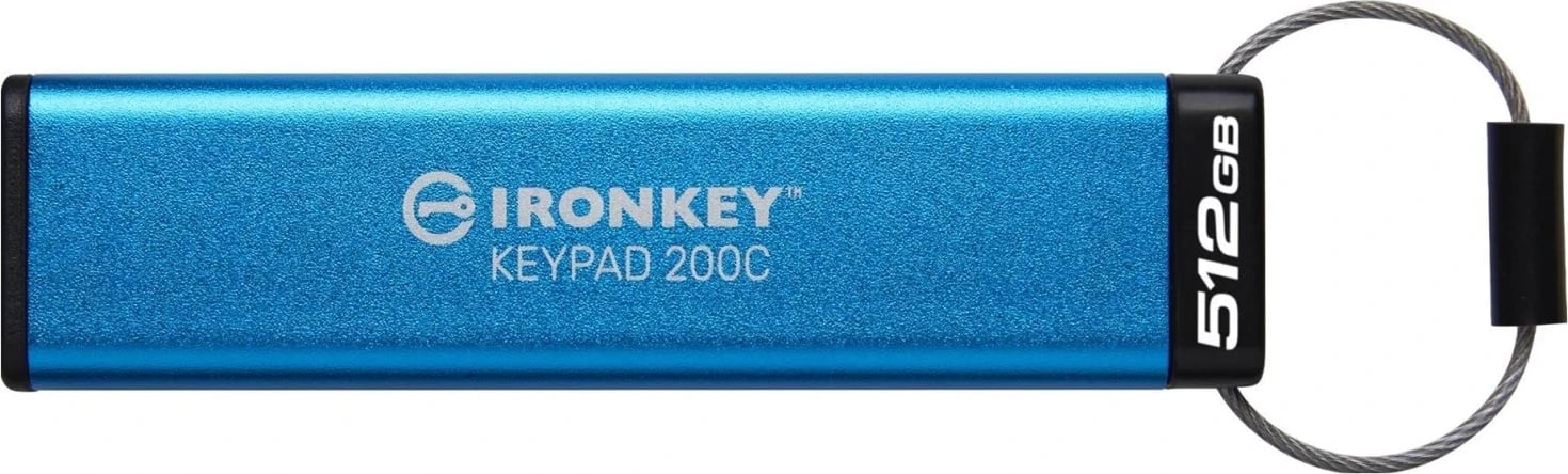 USB Kingston IronKey Keypad 200, 512GB, me enkriptim AES, blu