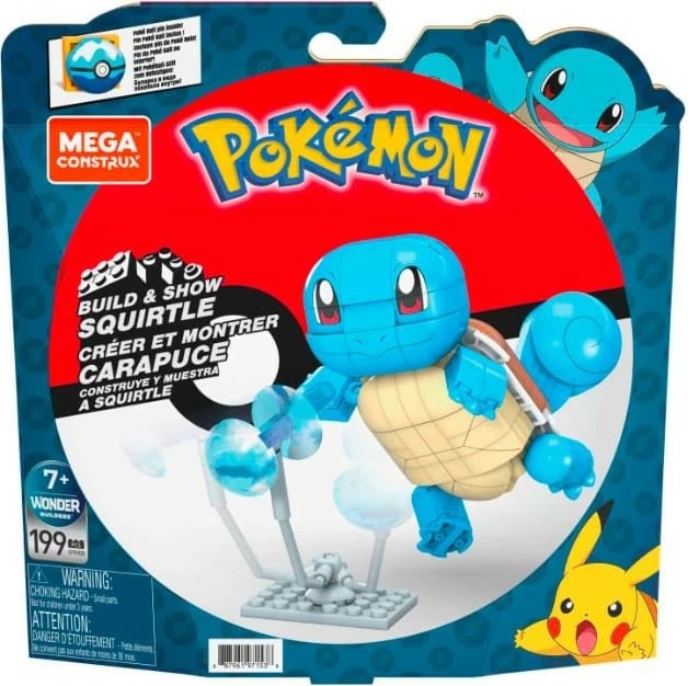 Set ndërtimi Mega Bloks Pokémon Squirtle, 199 pjesë, Blu