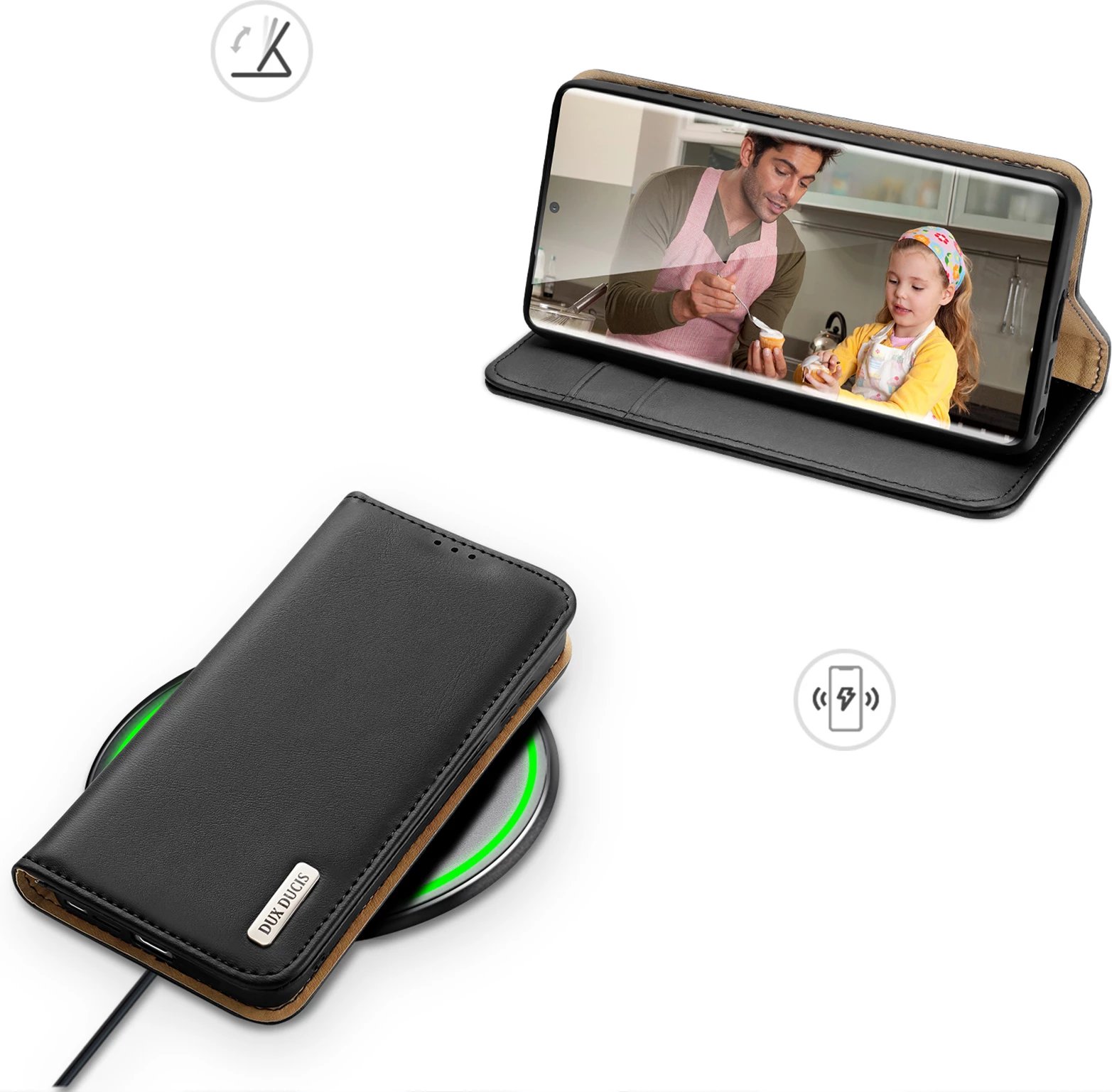 Mbështjellës Dux Ducis Hivo për Samsung Galaxy S24 Ultra, me kapak, portofol, RFID blocker, i zi