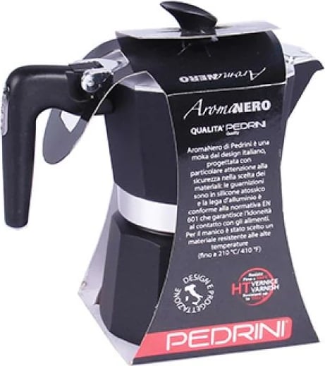 Kafeteri moka, Pedrini, Aroma Nero 91138, 3 filxhanë, alumin, gri e errët