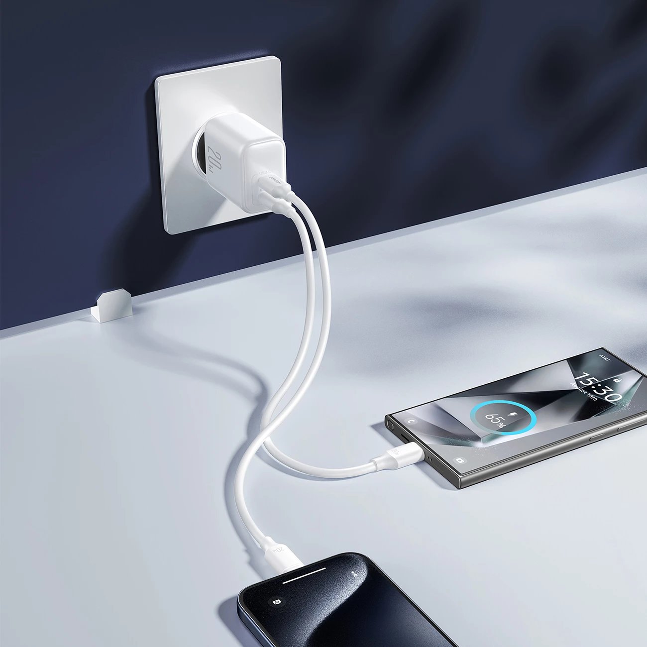 Kasë karikues Joyroom JR-TCF12, 2x USB-C, 20W, e bardhë