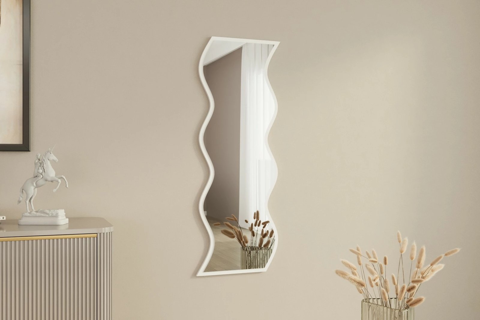 Pasqyrë dekorative Skye Decor, e bardhë, Safi