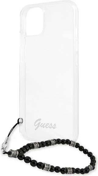 Mbështjellës Guess GUHCP13MKPSBK për iPhone 13 6.1", Transparent, me varëse Black Pearl