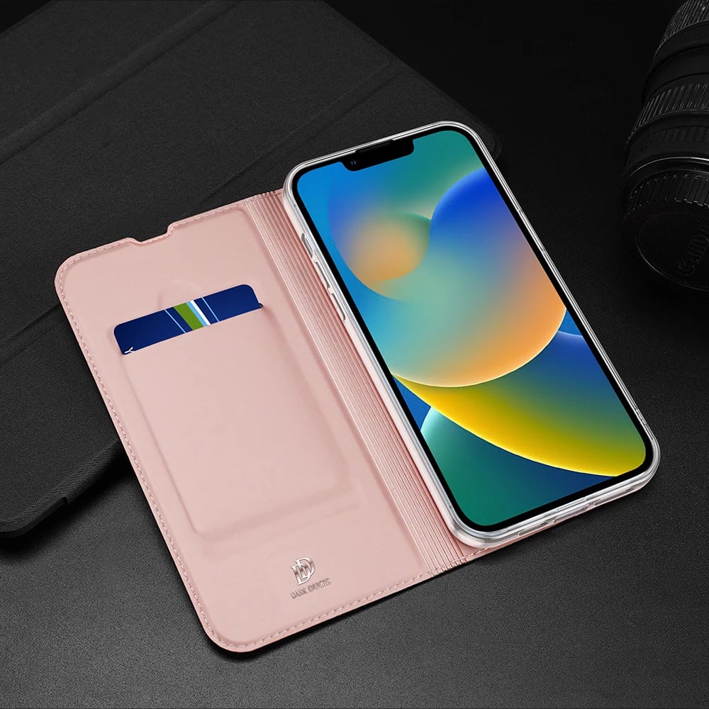 Mbështjellës Dux Ducis Skin Pro për iPhone 14 Plus, eko lëkurë, e zezë