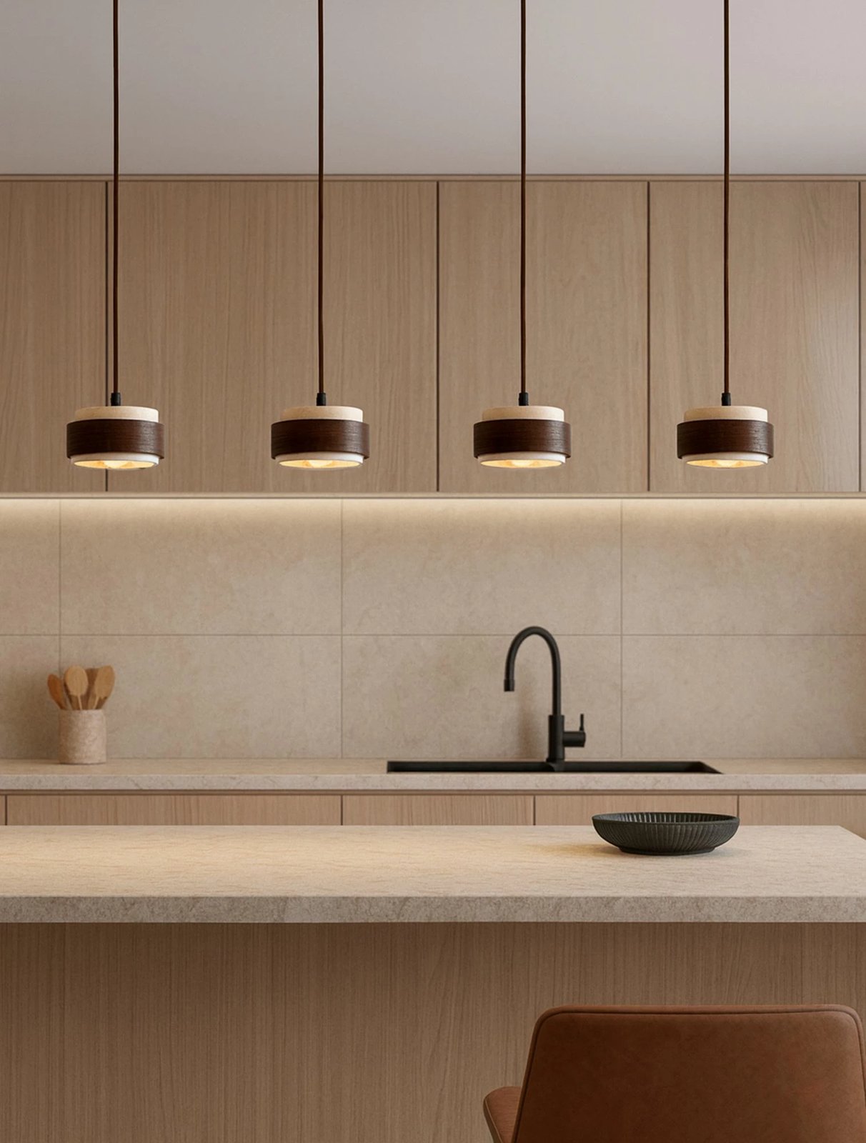 Llambë tavani Opviq Lover D, dru arre, bezhë