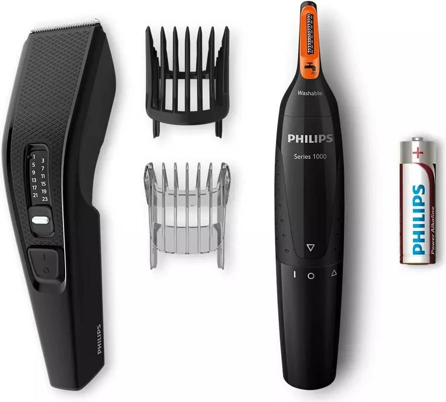 Makinë prerëse flokësh, Philips HC3510/85, 13 rregullime 0.5–23 mm, me kabllo, tehe çeliku + trimer hunde/veshi
