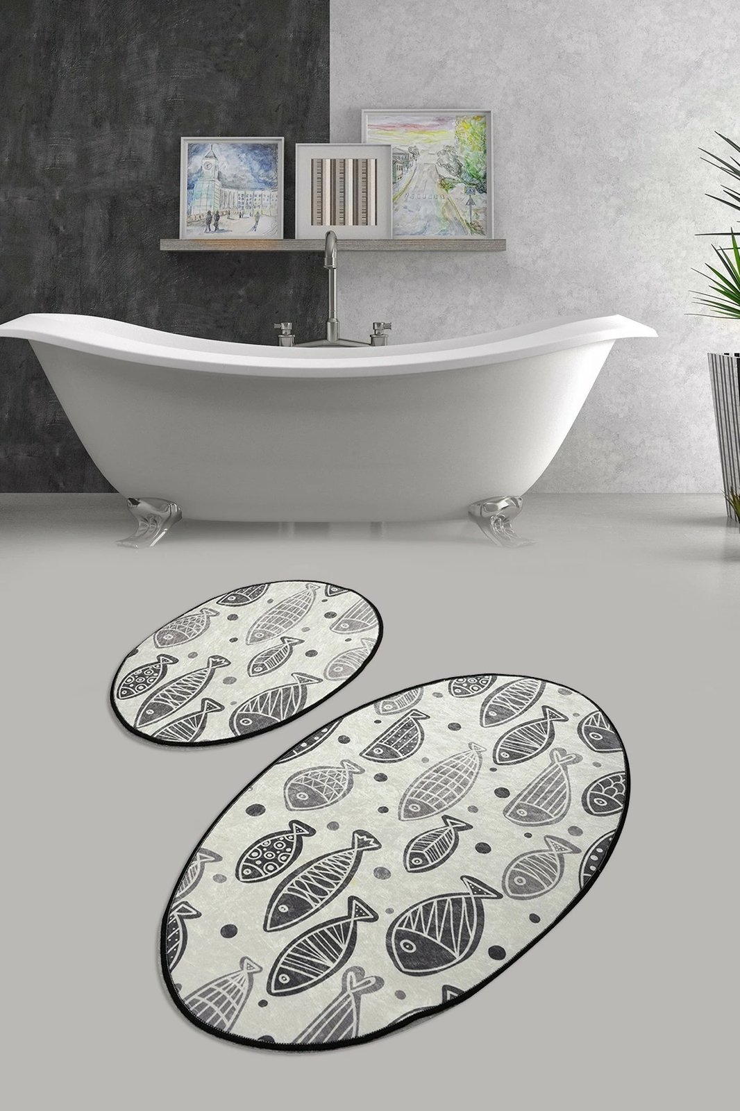 Set tapetash për banjo (2 copë), Mijölnir, peshq, e bardhë
